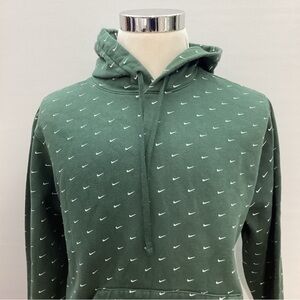 Nike Men's Forest Green Patterned Hoodie
